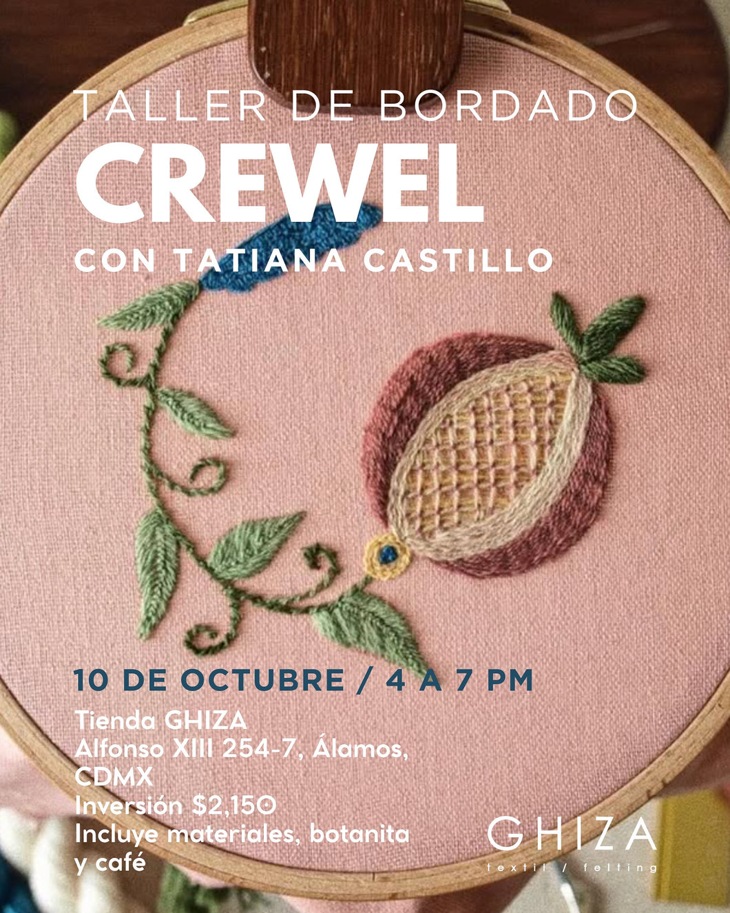 TALLER DE BORDADO CREWEL (PRESENCIAL)