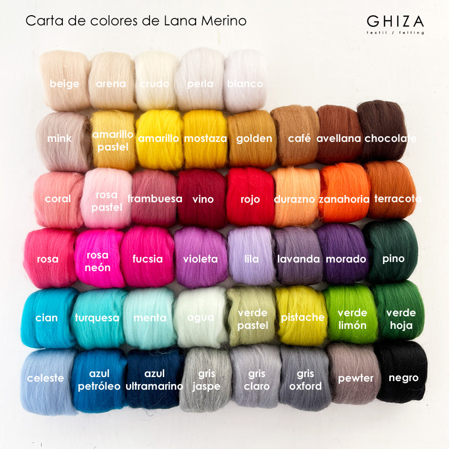 LANA MERINO DE 100 GR. ELIGE EL COLOR – GHIZA textil felting